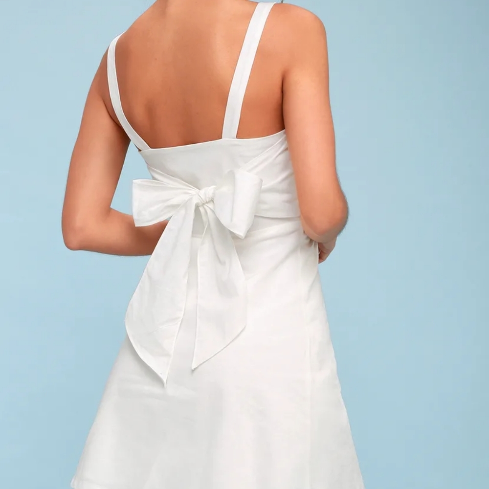 NEW NWT Lulus Louetta White Button-Down Mini Dress - Picture 3 of 10